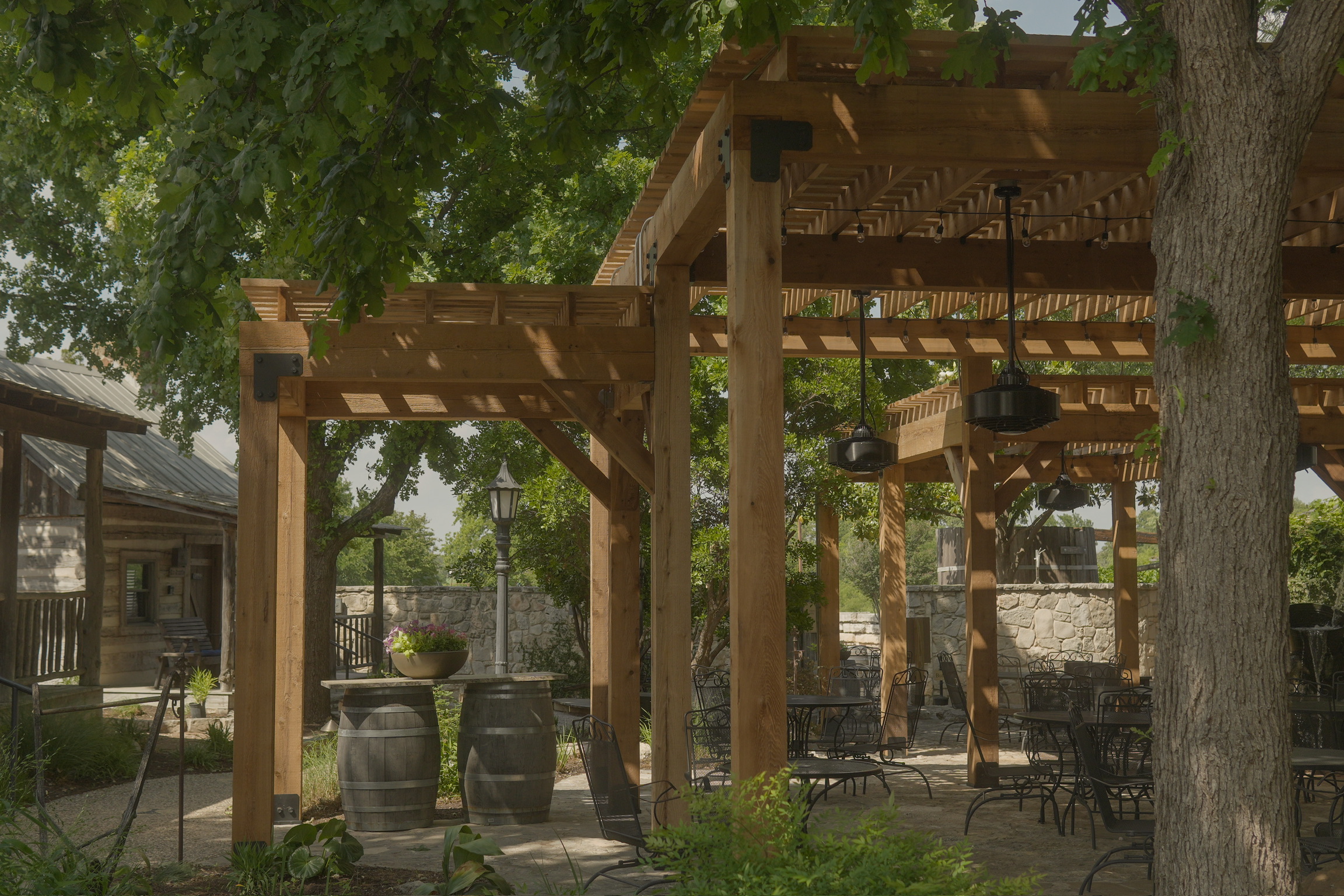 Custom cedar pergola installation in San Antonio TX