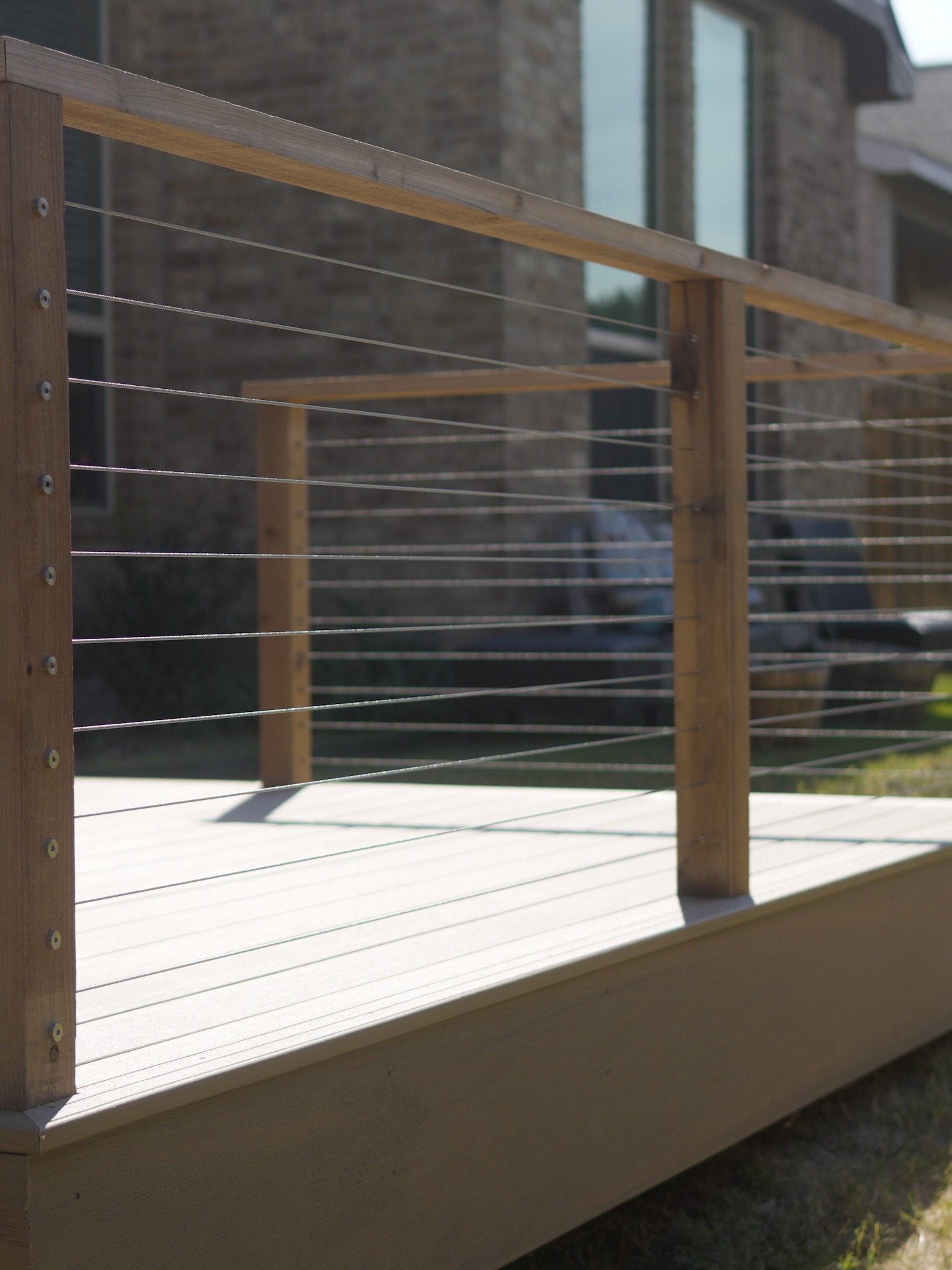 Custom residential deck with railing in San Antonio TX